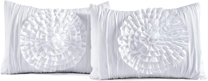 Lush Décor Serena 3 Piece Ruched Flower Comforter Set - Image 6