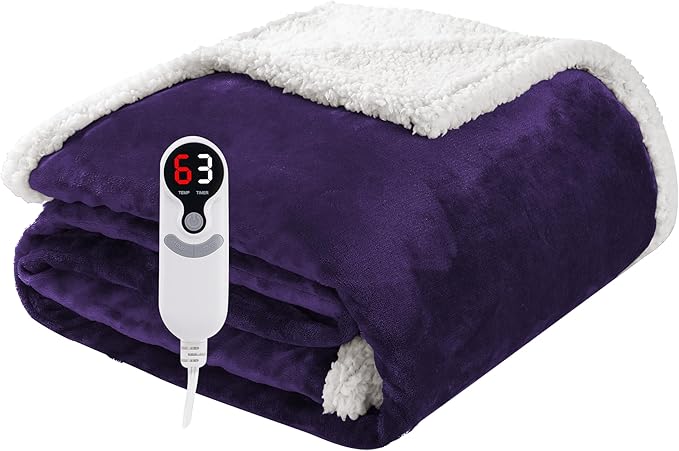 Electric Heated Blanket Throw Size 50"x60", Soft Flannel by Soypipo