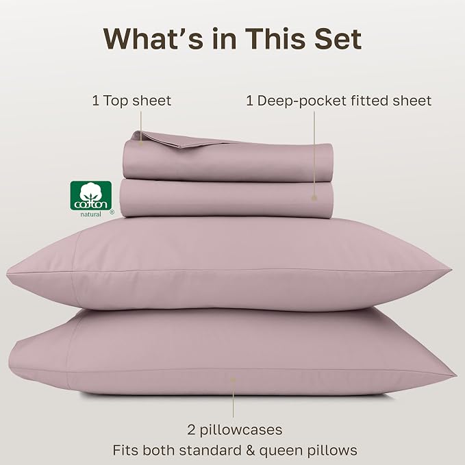 California Design Den Thick and Natural 100% Cotton Sheets Queen Size Set - Image 4