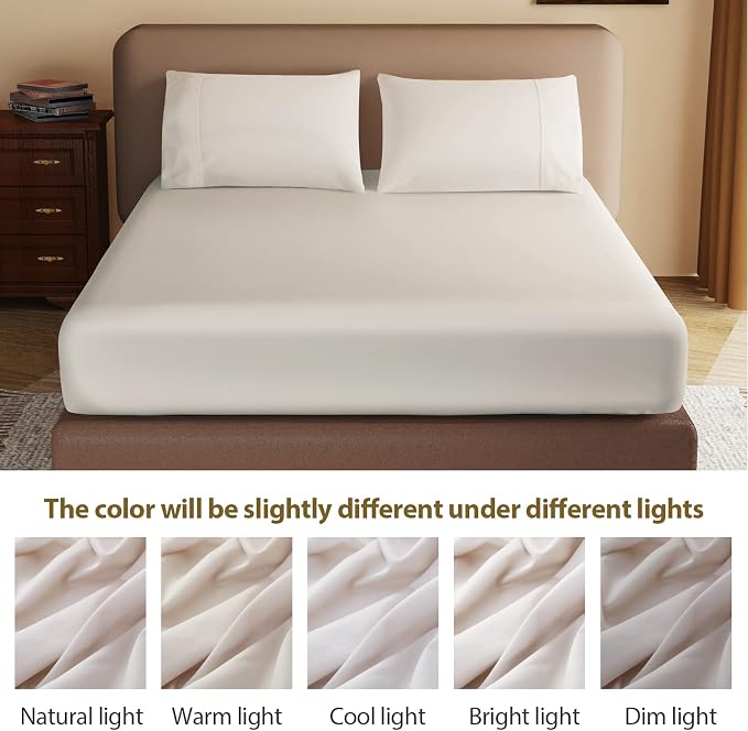 100% Egyptian Cotton Fitted Sheet Full Size, 600 Thread Count, 8-16" Deep - Image 8