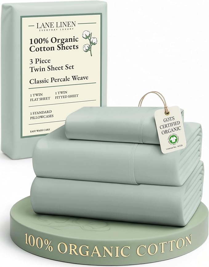 LANE LINEN 100% Organic Cotton Twin Bed Sheet Set, Soft & Comfy Low Pill Fade by LaneLinen