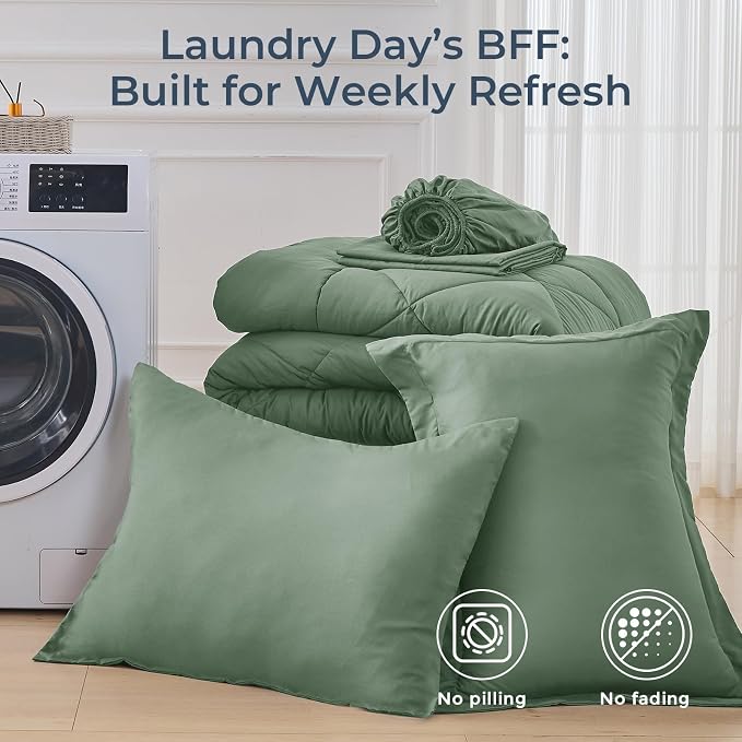 HEVUMYI Sage Green Twin Comforter Set - Image 7