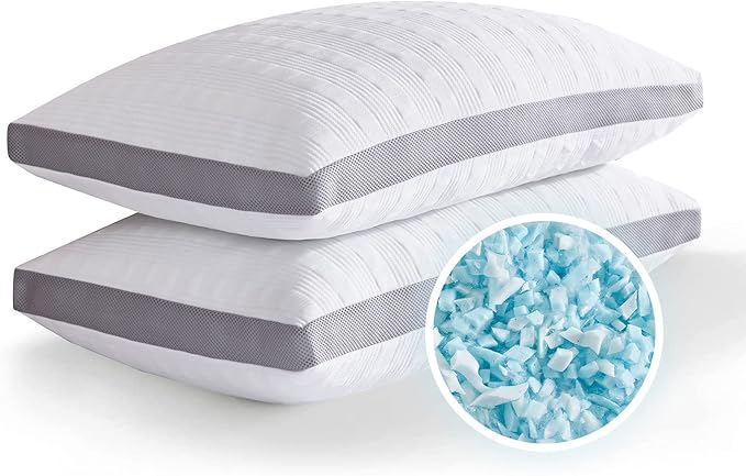 Meoflaw Cooling Pillows Standard Size Set of 2, Shredded Memory Foam Bed Pillows by Meoflaw