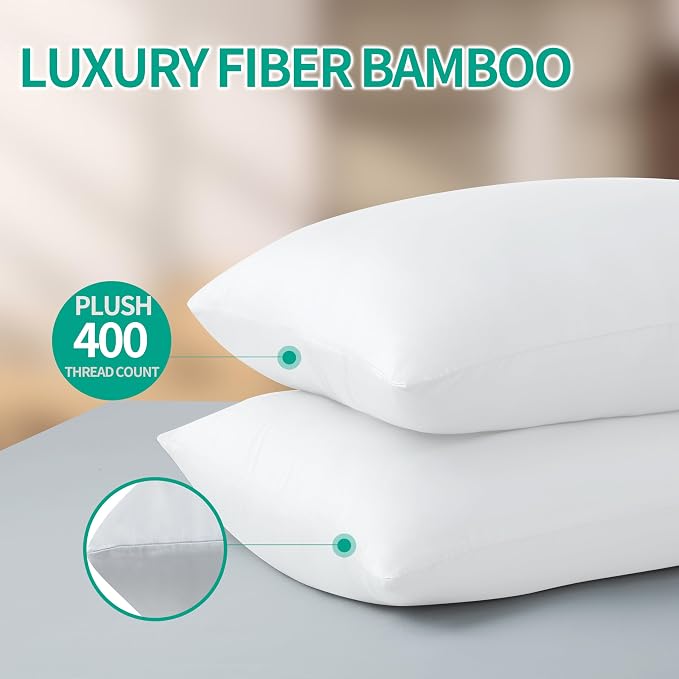 4-Pack Bamboo Viscose Zippered Pillow Cases King Size, 400 Thread Count Cooling - Image 6