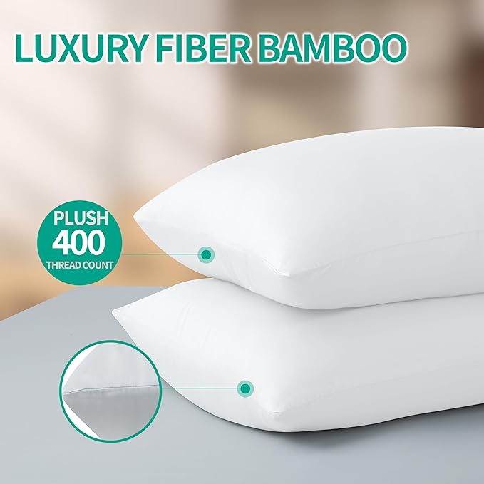 Bamboo Viscose Zippered Pillow Cases King Size Set of 2, 400 Thread Count - Image 8