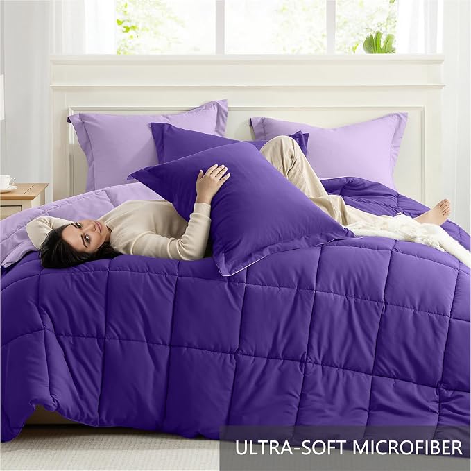 Homelike Moment Queen Comforter Set Purple, Comforters Queen Size Set, Soft - Image 5