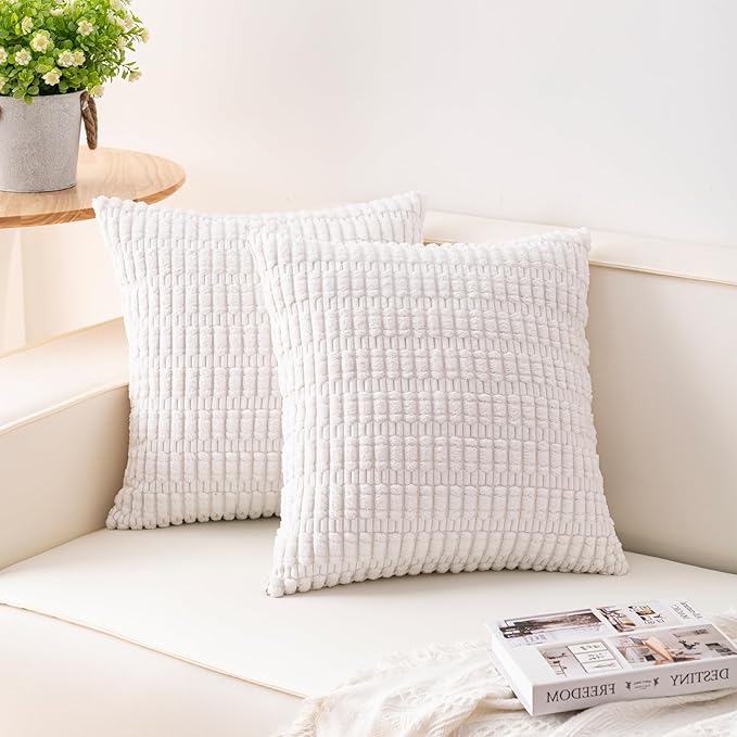 Aegero Pack of 2 Corduroy Decorative Throw Pillow Covers 18x18 InchSoft Boho by Unknown