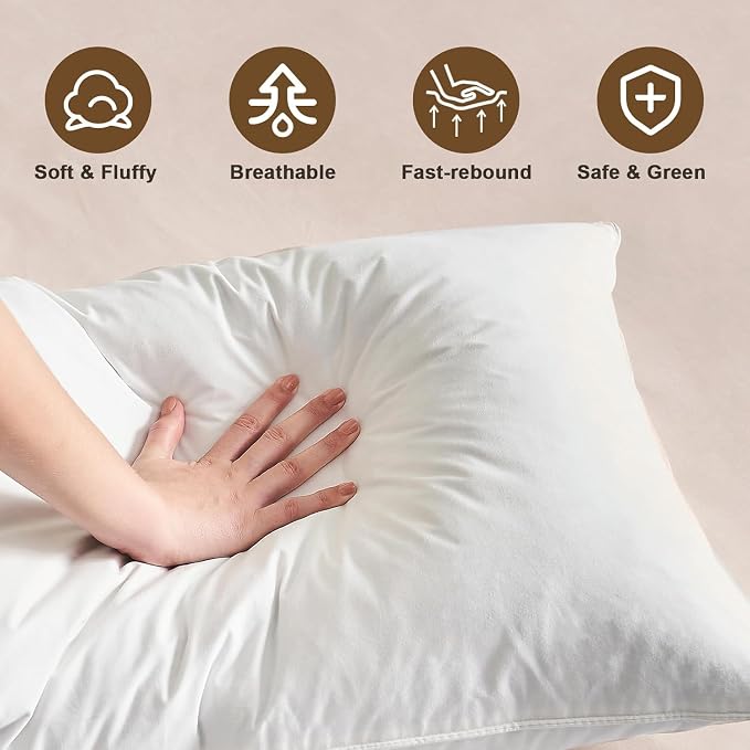 BHZ Down Feather Standard/Queen Pillows Set of 2 Pack, Luxury Hotel Collection - Image 2