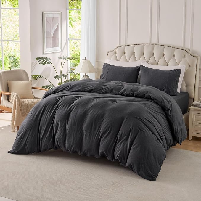 PURE ERA Jersey Knit Duvet Cover Set 100% T-Shirt Cotton Super Soft Comfy 3pc by PUREERA