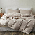 TOCOMOA Duvet Cover Set 100% Washed Cotton Linen Feel Soft Comfy Breathable 3 by TOCOMOA