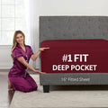 Burgundy Queen Deep Pocket Fitted Sheet 16' Deep, Fits 14'18' Mattresses by DeaLuxeBedding