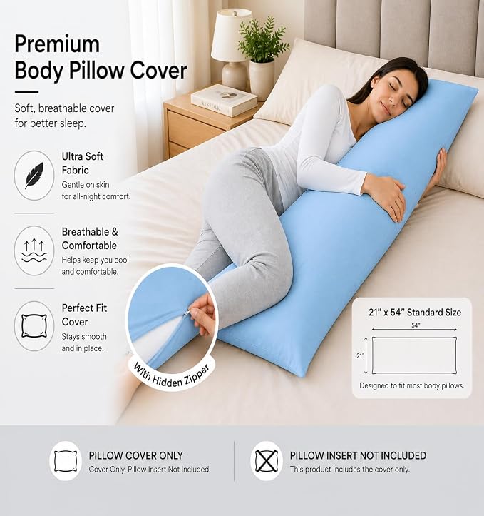 EVOLIVE Body Pillow Cover 21"x54", Ultra Soft Microfiber Pillowcase - Image 2
