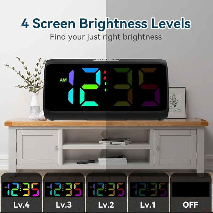 Netzu Loud Alarm Clock for Heavy Sleepers, RGB Alarm Clocks for Bedrooms - Image 5
