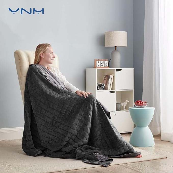 YnM Exclusive Weighted Blanket, Cooling Bamboo & Cozy Velvet Dual-Sided - Image 2