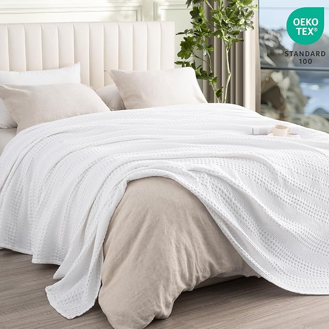 PHF Cooling Waffle Blanket Twin Size, Lightweight 60% Rayon from Bamboo & 40% - Image 4
