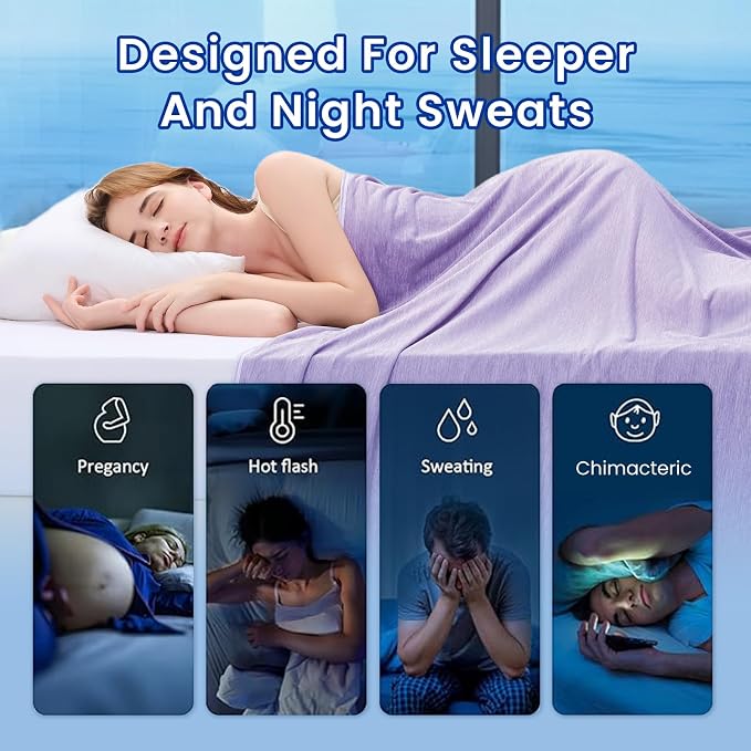 Topcee Cooling Blanket for Night Sweats Absorbs Heat to Keep Adults Cool on - Image 4