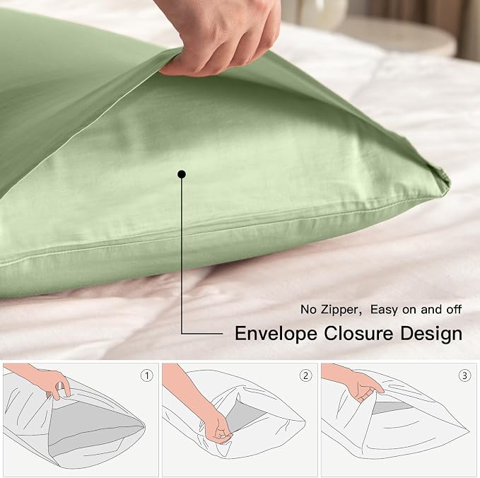 100% Cotton King Pillowcases Set of 2, Deep Dream 600 Thread Count Pillow Cases - Image 3
