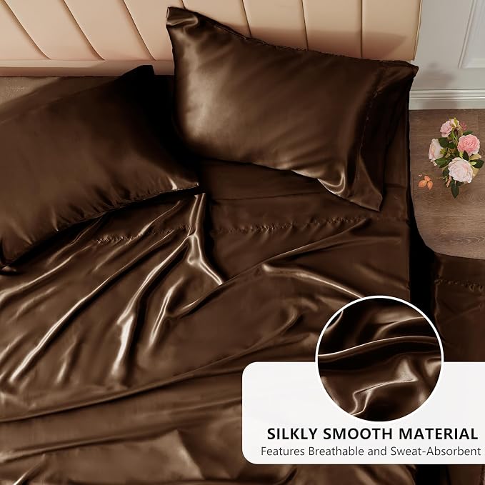 CozyLux Satin Sheets King Size Sheet Set - Image 3