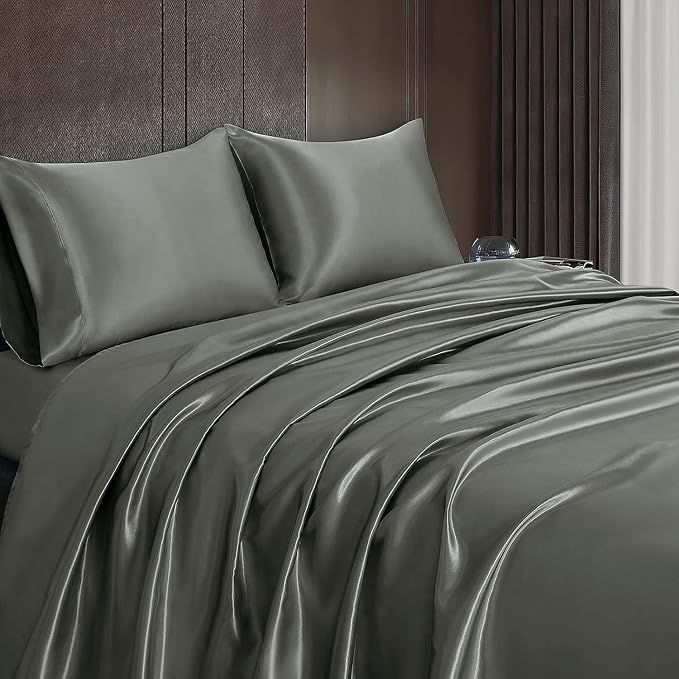 Homiest Dark Grey Satin Queen Bedding - Image 6