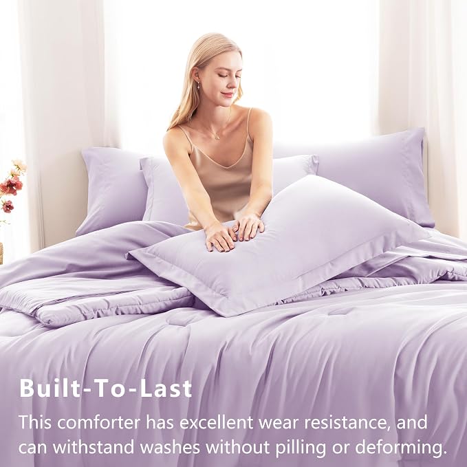 CozyLux Full Size Comforter Sets Lavender, 7 Pieces Bed in a Bag Full Comforter - Image 4