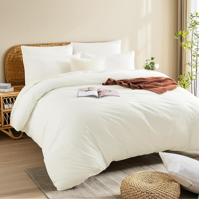 NEXHOME PRO Twin Duvet Cover Set, 100% Washed Cotton - Image 3