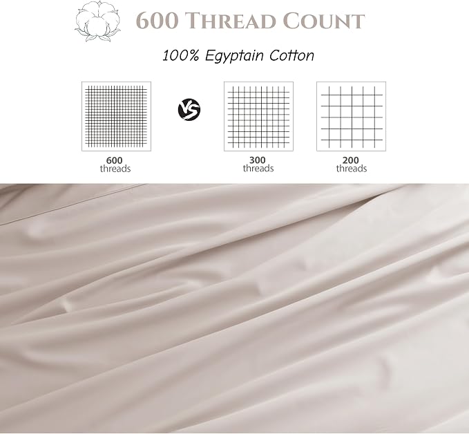 Cotton Flat Sheets Only, 600 TC 100% Cotton Flat Sheet Top Sheet Only, Cal King - Image 3