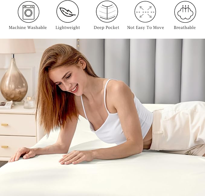 FreshCulture Pure Cotton Fitted Sheets Twin XL Size, 300 Thread Count Percale - Image 4