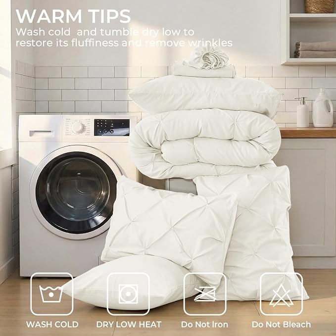 Sasttie California King Comforter Set, 7-Piece Bed in a Bag, Pintuck Bedding - Image 9