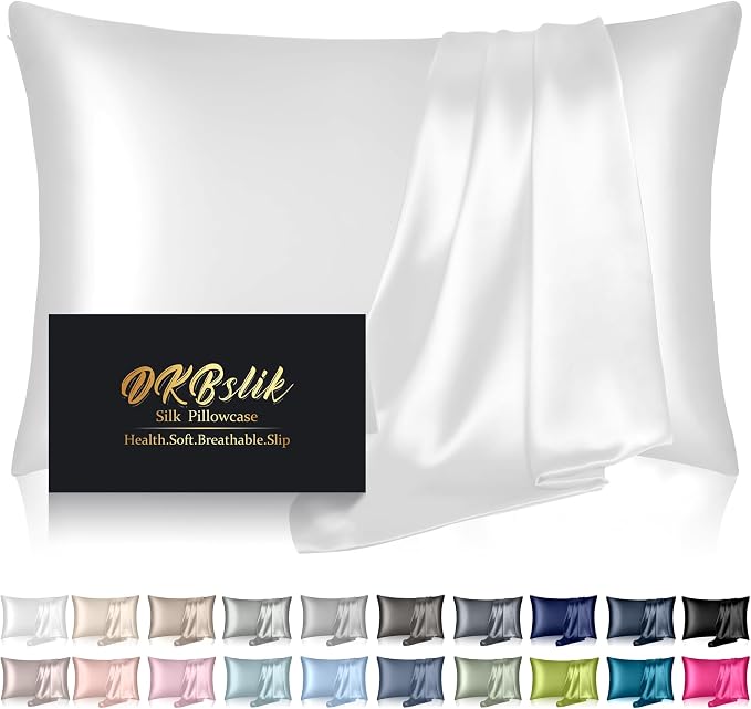 Silk Pillowcase for Hair and Skin, Mulberry Silk Pillow Cases Standard Size by HOME