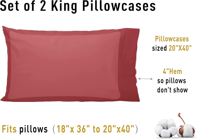 Sunflower King Pillowcases Set of 2, 100% Cotton King Size Pillow Cases 2 - Image 8