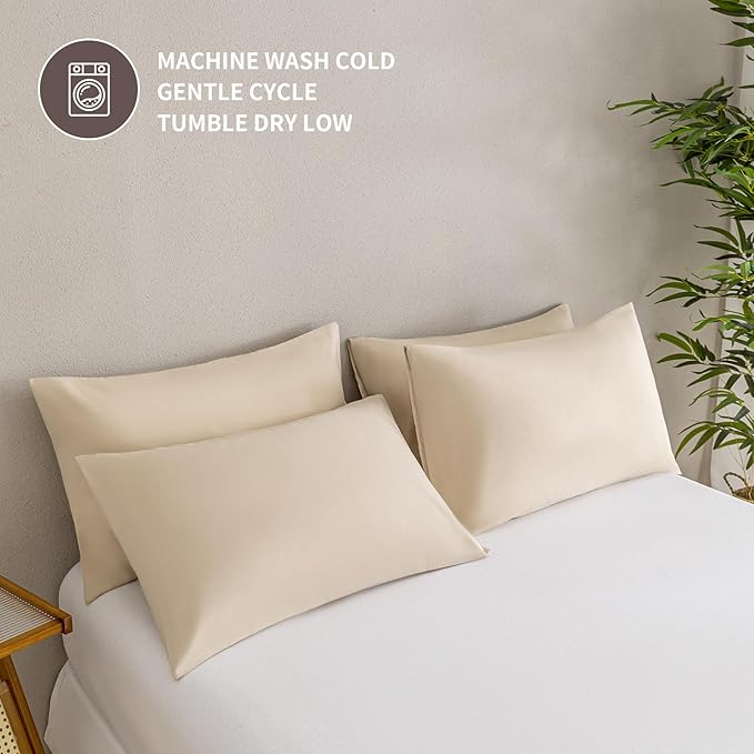 MINIPANDA Beige Pillow Cases Set of 4 Queen Size - Image 6