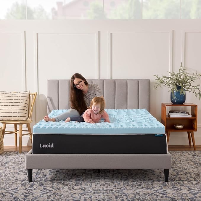 LUCID 3 Inch Gel Memory Foam Mattress Topper, Queen size – 5 Zones – Cooling - Image 7