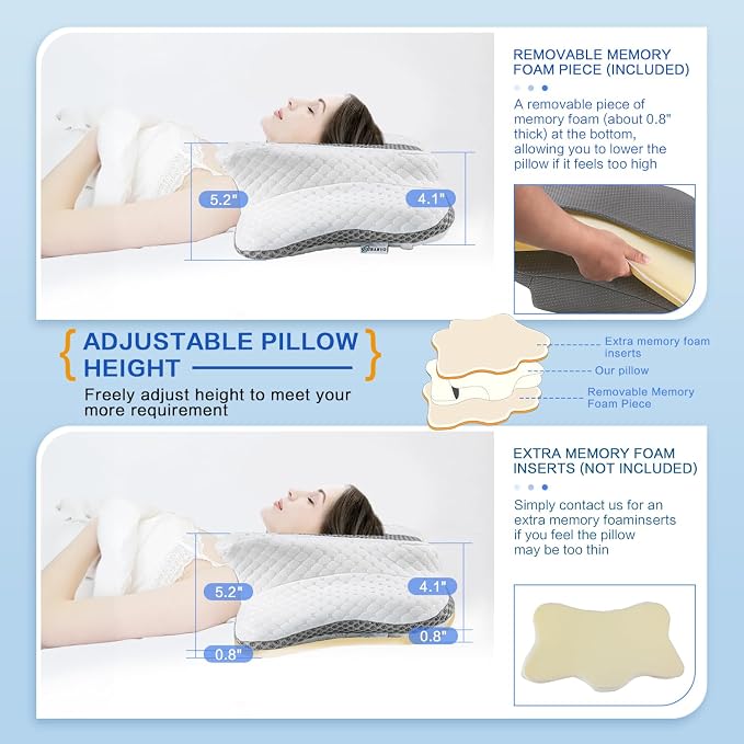 Pain Relief Cervical Pillow for Neck Support, Adjustable Ergonomic Pillow Cozy - Image 2