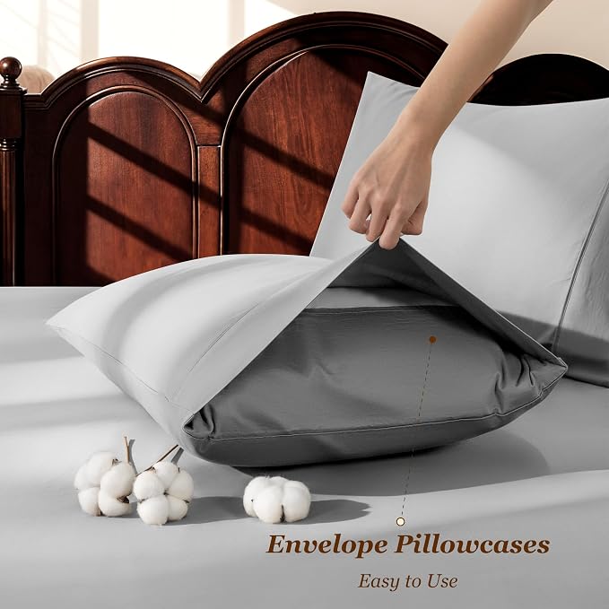 LBRO2M 1000 Thread Count 100% Egyptian Cotton Sheets Set, Full Size Bed Sheet 4 - Image 6