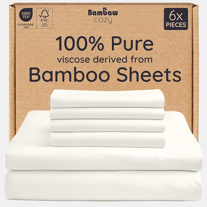 Bambaw King Sheet Set 6pcs – 100% Viscose Derived from Bamboo Sheets King Deep by Bambaw
