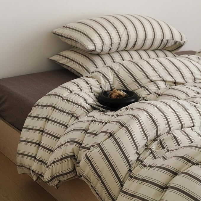 Nayoroom Striped Duvet Cover Queen Size Brown Stripe Duvet Cover Dorm Bedding by Nayoroom