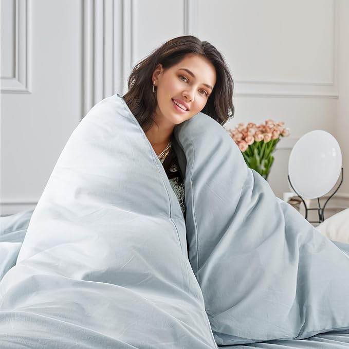 NEXHOME PRO Duvet Cover Set Queen Size Linen Look Textured Natural 100% Organic - Image 7