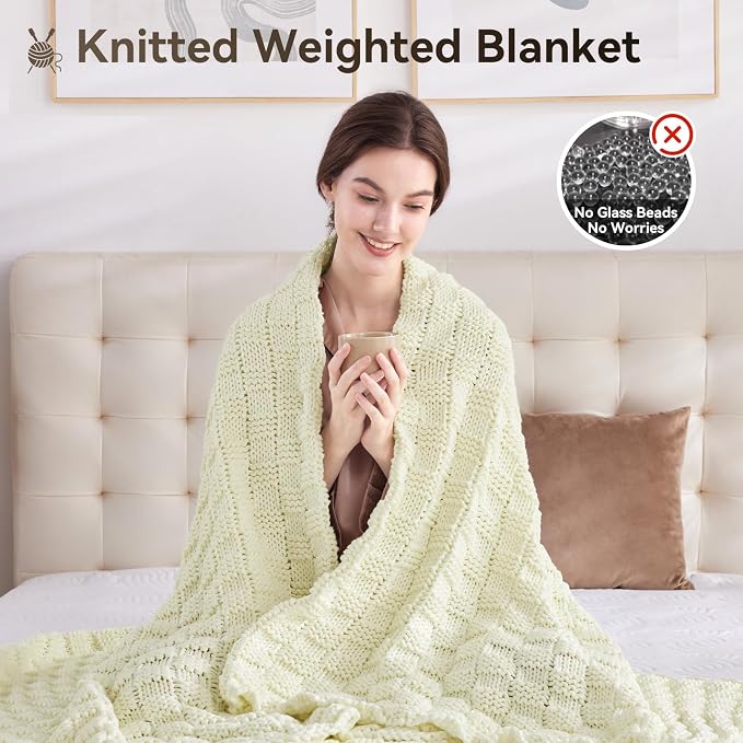 Knitted Weighted Blanket for Adult, No Beads Heavy Blanket 60” x 80'' 20lbs - Image 5