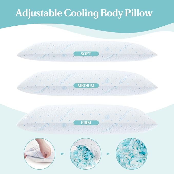 Dreamood Cooling Body Pillow Firmer 3200g 100% Shredded Memory Foam Body Pillows - Image 6