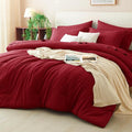 CozyLux Full Size Comforter Sets Dark Red, 7 Pieces Bed in a Bag Full Comforter by CozyLux