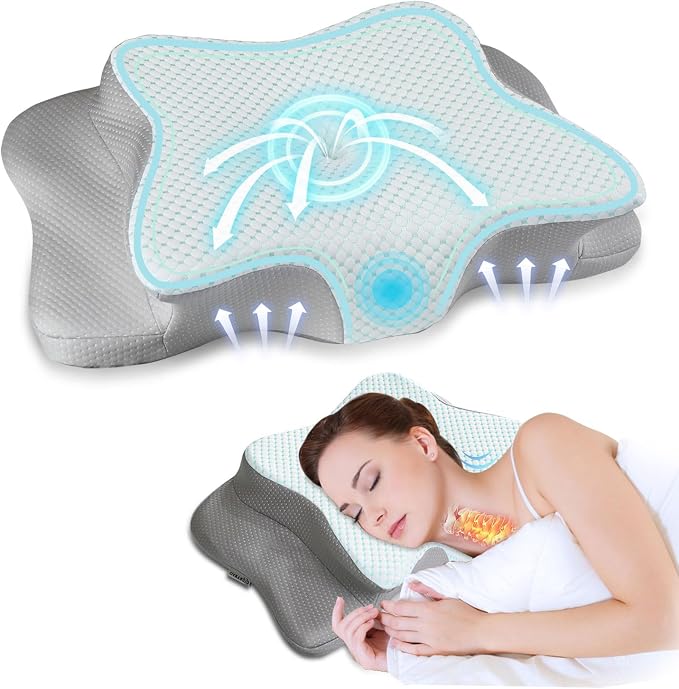 Pain Relief Cervical Pillow for Neck Support, Adjustable Ergonomic Pillow Cozy by QIUBABYO