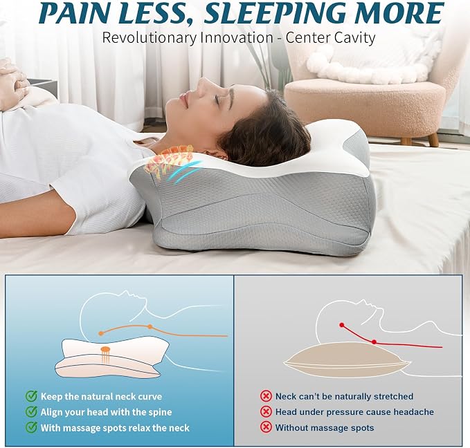 Cervical Neck Pillow for Pain Relief, Ergonomic Side Sleeper Pillow for Sleeping - Image 6