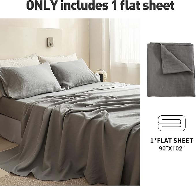 Simple&Opulence French Linen Flat Sheet, 100% Natural Flax Bedding Sheet - Image 5