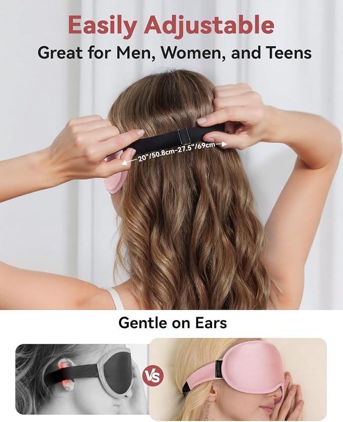 Weighted Blackout Sleep Mask for Women, 3D Contoured Zero Eye Pressure - Image 5