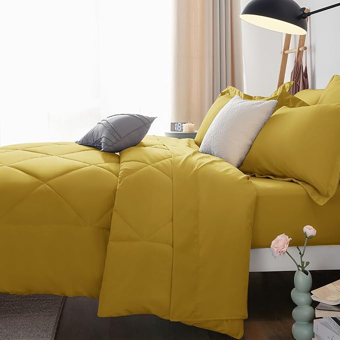 CozyLux Full Size Comforter Sets Mustard Yellow - Image 9