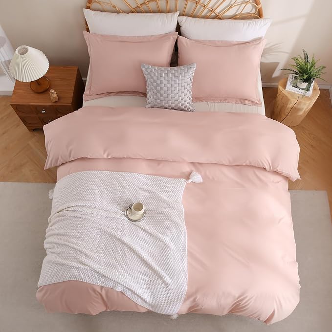 JSD Dusty Pink Duvet Cover Set Full Size, 3 Piece Duvet Cover - Image 8