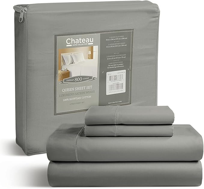 Egyptian Cotton Sheets Full Size Bed Set 15" Deep Pockets, 800TC Cotton Full by CHATEAUHOMECOLLECTION