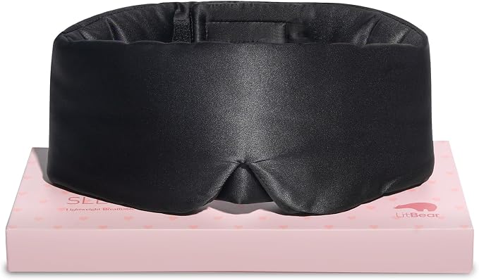 LitBear Silk Sleep Mask for Side Sleeper, Eye Mask Sleeping for Women Men 100% by LitBear