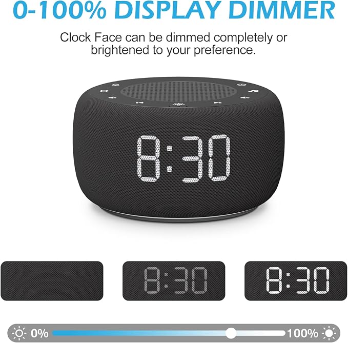 Buffbee Sound Machine & Alarm Clock 2-in-1, 0-100% Clock Face Brightness - Image 4
