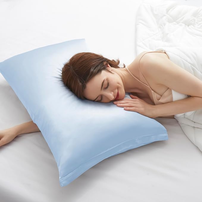 Light Blue Satin Pillowcases - Image 3